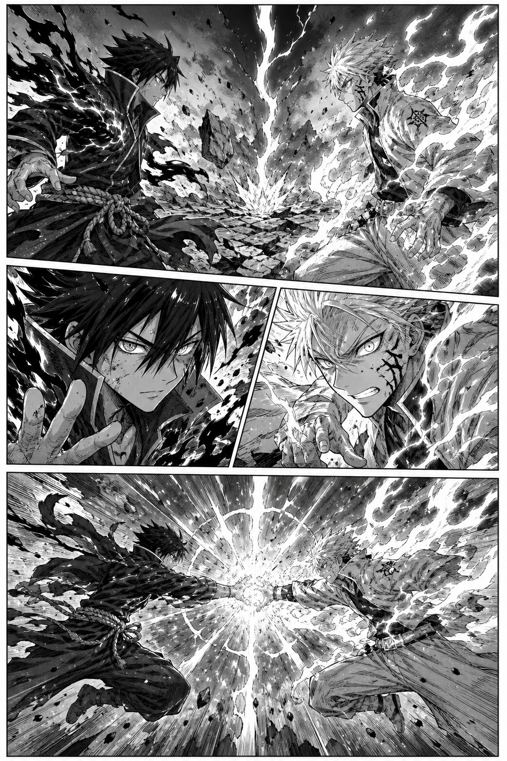 AI-generated shounen action manga page