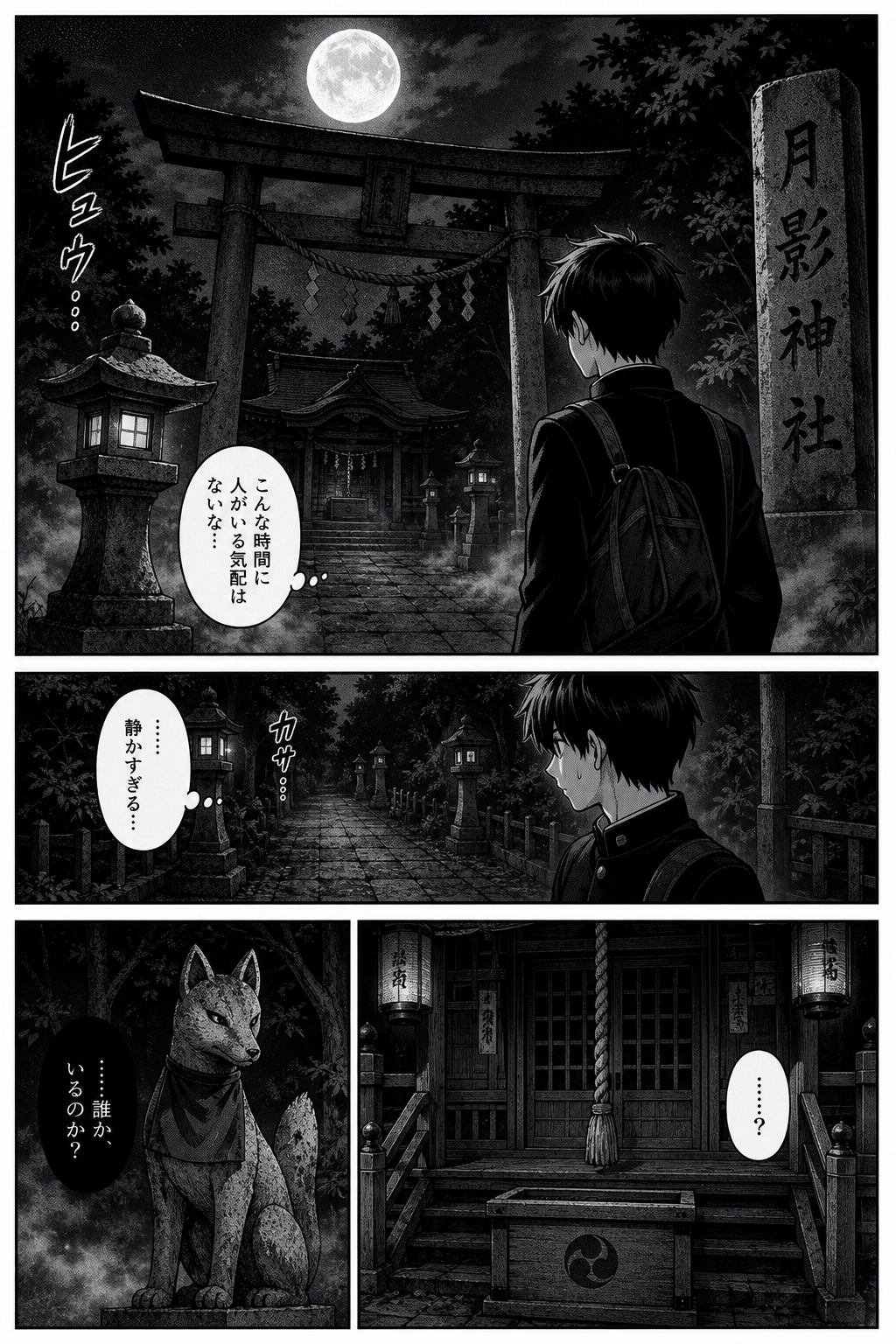 AI-generated horror manga page